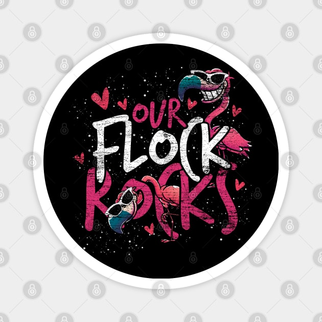 Our Flock Rocks Retro Flamingo Magnet by ShirtsShirtsndmoreShirts